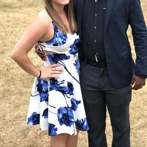 Blue and White Floral Dress